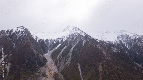Aerial view of Mount Cook and Hooker Valley.