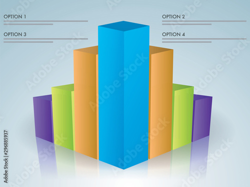 3D statistical bar chart infographic for Business.