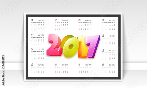 Annual Calendar of 2017 year.