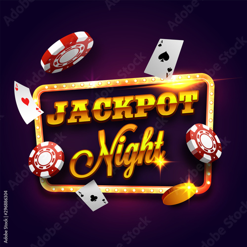 Golden Jackpot Night retro board, Casino background.