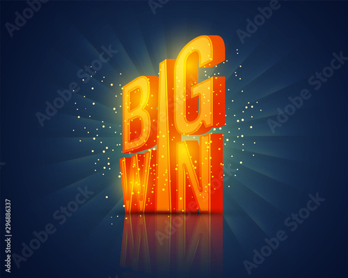Shiny Big Win lettering, Creative Casino background.