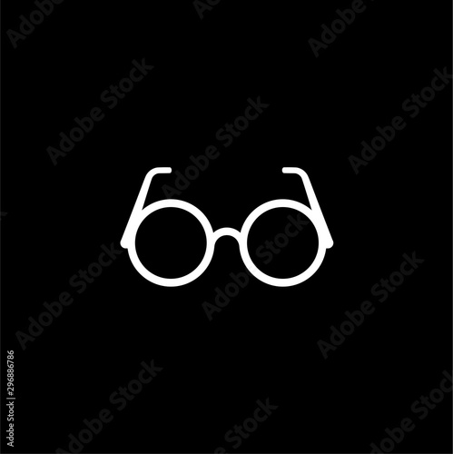 Glasses icon isolated on black background