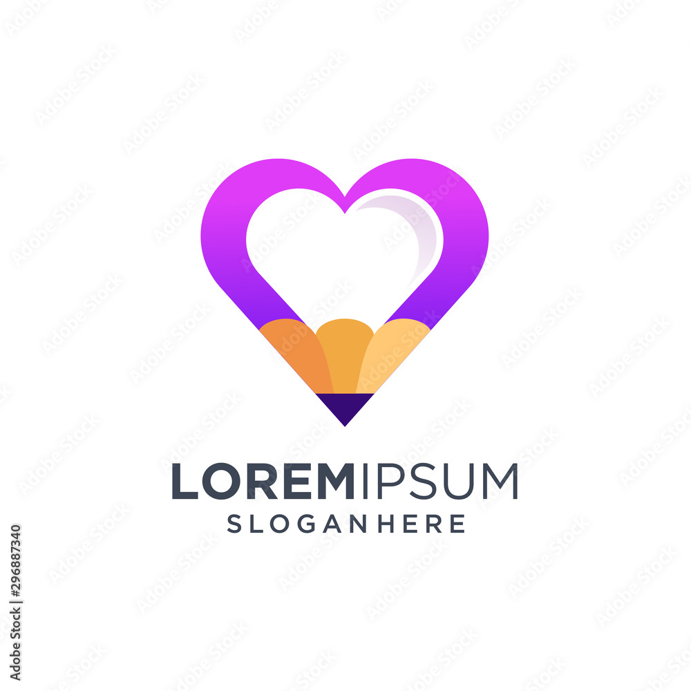 Love Pen Logo Design Vector Illustration. Happy Valentines Day Infinity Love icon