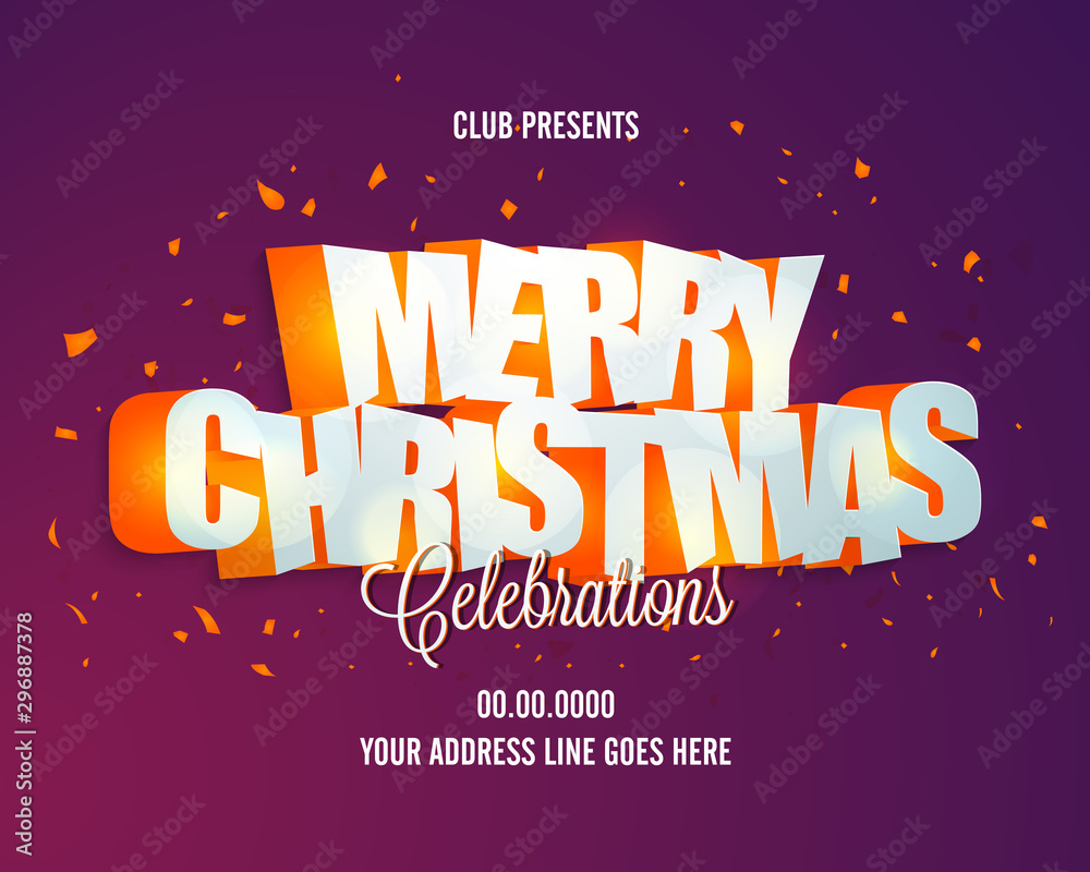 Merry Christmas celebration Poster, Banner or Flyer.