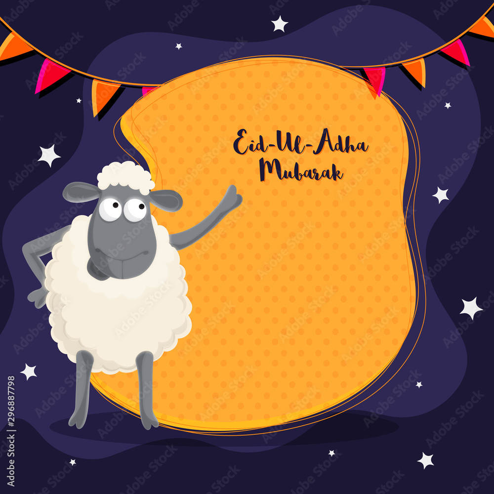 Eid-Ul-Adha Mubarak poster, banner with sheep. Stock Vector | Adobe Stock