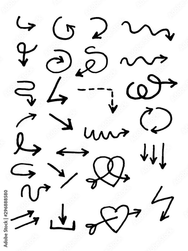 doodle set of Abstract arrows in hand drawn style for concept design. element decoration doodle set of Abstract arrows in hand drawn style for concept design. element decoration