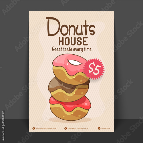 Donut House Flyer  Template or Price Card.
