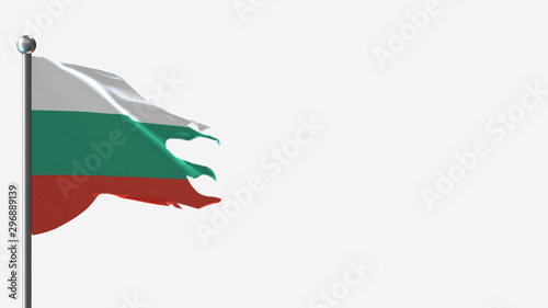 Bulgaria 3D tattered waving flag illustration on Flagpole. Perfect for background with space on the right side.