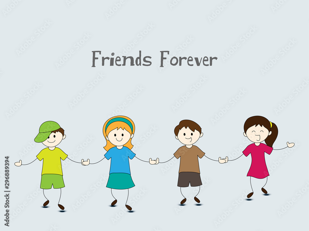 Doodle illustration of little friends for Friendship Day.