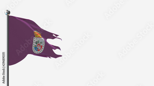 Soria 3D tattered waving flag illustration on Flagpole. Perfect for background with space on the right side. © Birgit