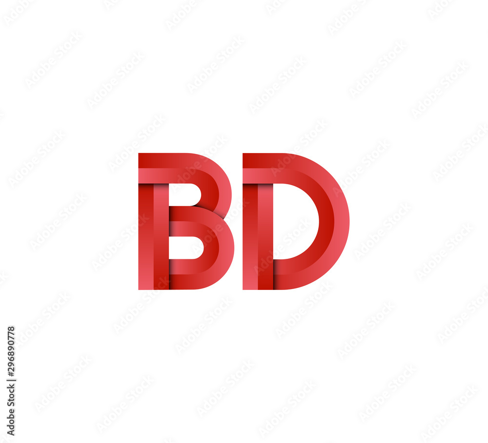 Initial two letter red 3D logo vector BD Initial two letter red 3D logo vector BD