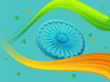 Indian Independence Day background with waves.