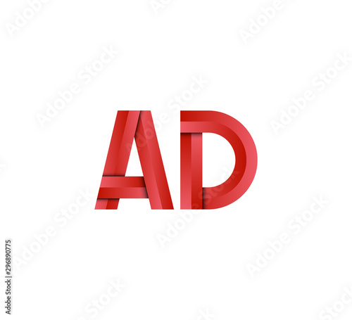 Initial two letter red 3D logo vector AD