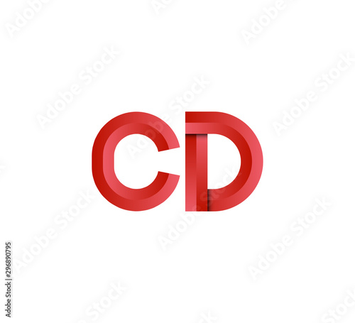 Initial two letter red 3D logo vector CD