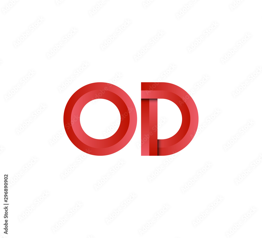 Initial two letter red 3D logo vector OD Initial two letter red 3D logo vector OD
