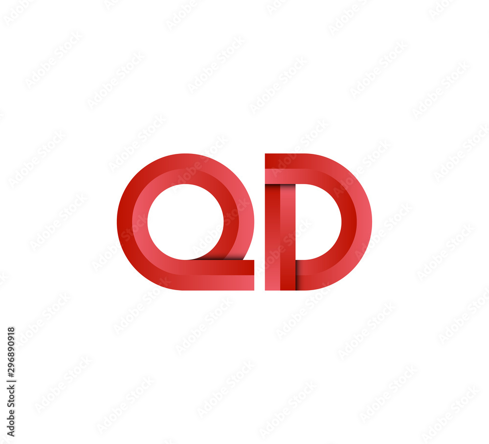 Initial two letter red 3D logo vector QD Initial two letter red 3D logo vector QD