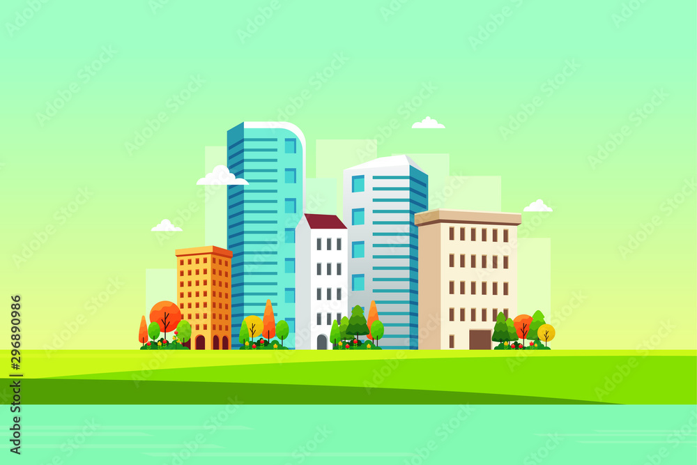 Downtown Nature landscape with modern and stylish design, simple and elegant for background