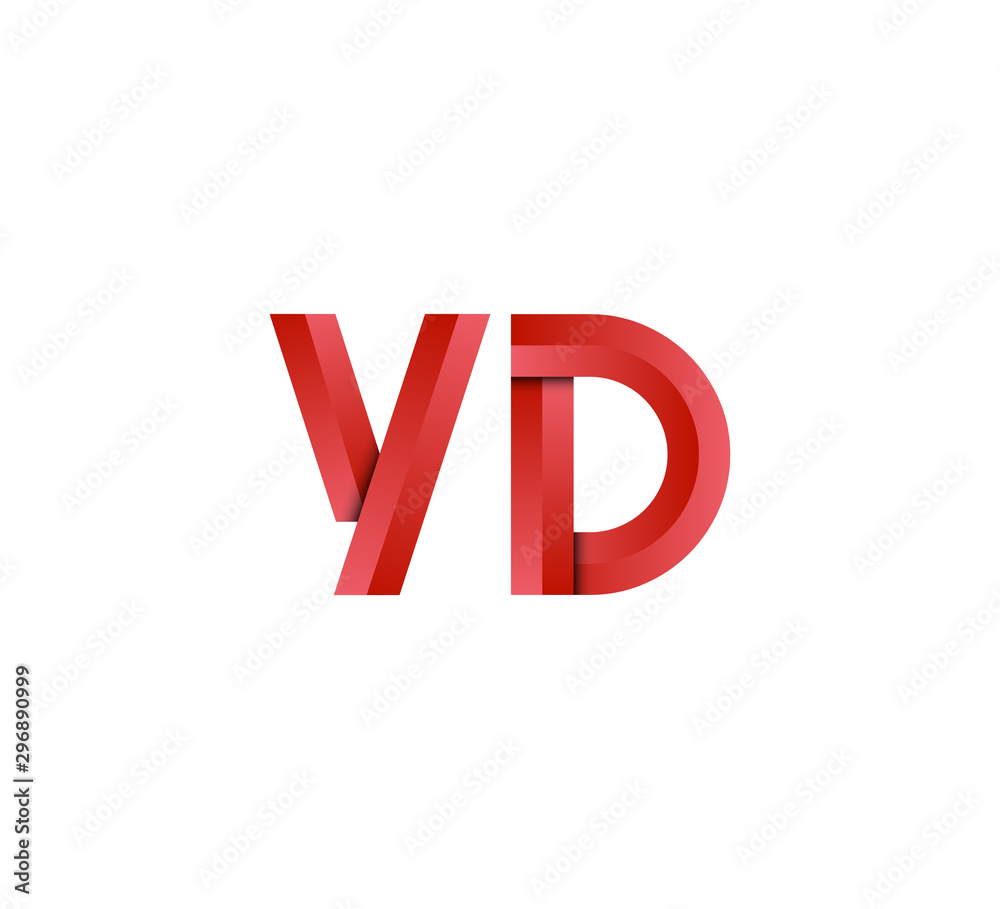 Initial two letter red 3D logo vector YD Initial two letter red 3D logo vector YD