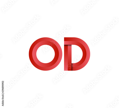 Initial two letter red 3D logo vector OD