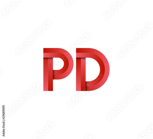 Initial two letter red 3D logo vector PD