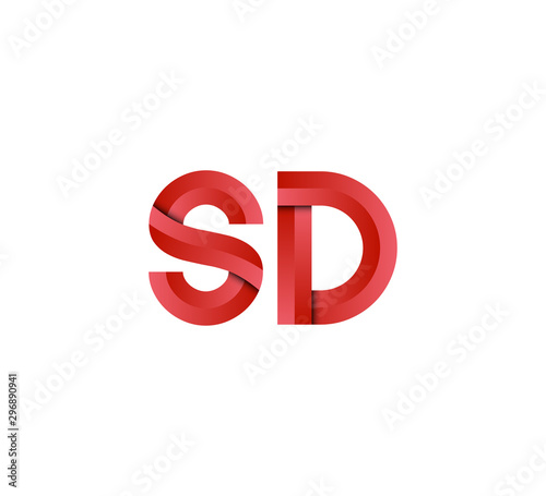 Initial two letter red 3D logo vector SD