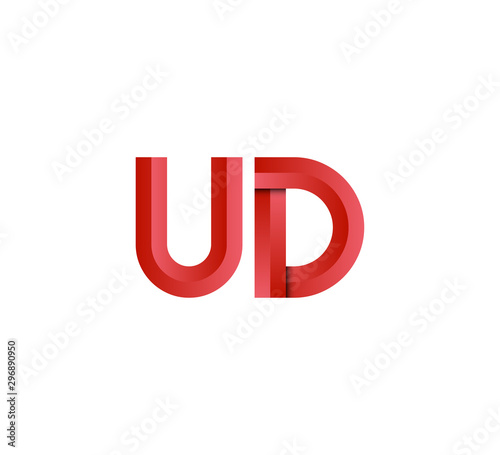 Initial two letter red 3D logo vector UD