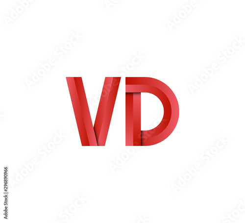 Initial two letter red 3D logo vector VD