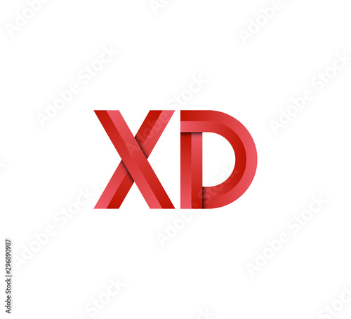 Initial two letter red 3D logo vector XD
