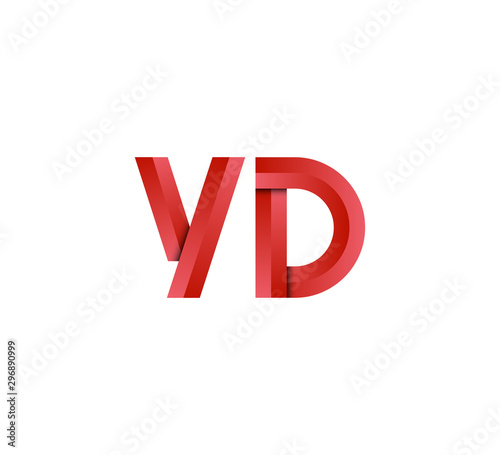 Initial two letter red 3D logo vector YD