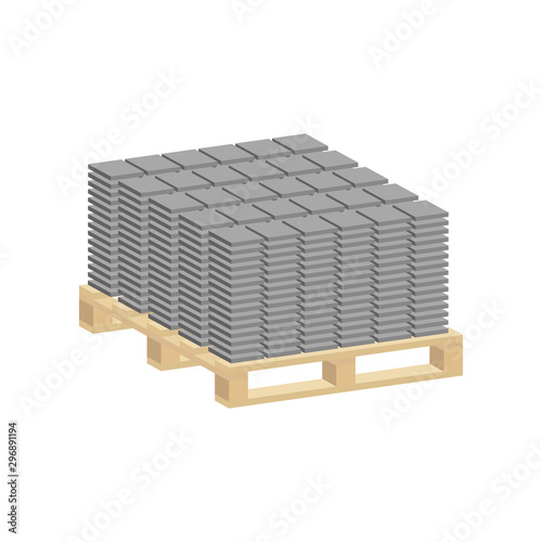 Paving slabs on a Pallet.Isometric and 3D view.