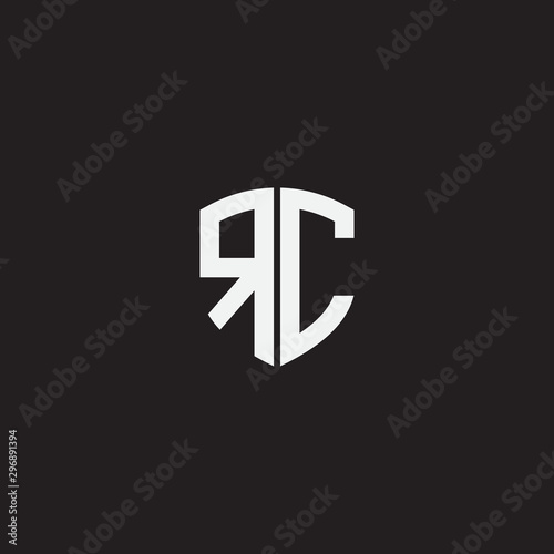initial RC letter with shield style logo template vector