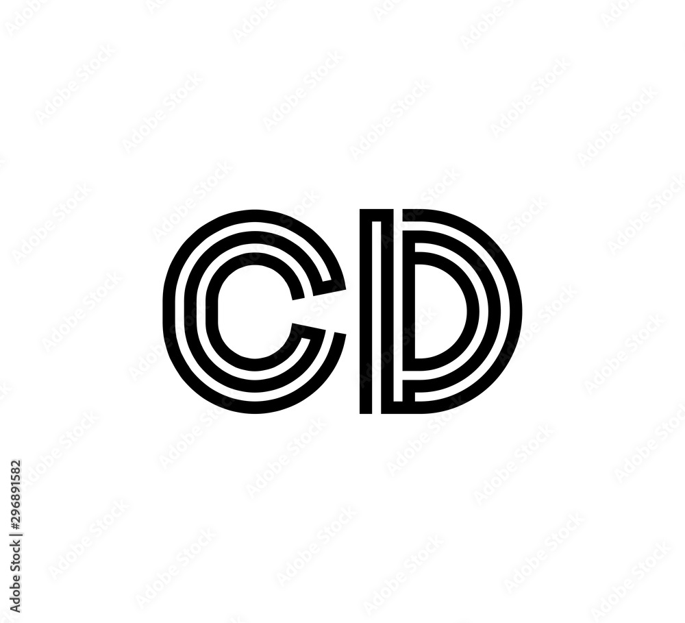 Initial two letter black line shape logo vector CD Initial two letter black line shape logo vector CD