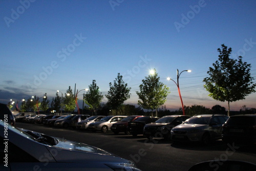 cars on highway at night