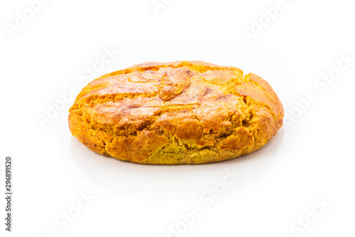 Tableau sur toile Creole pie with candied papaya isolated on white backgroud called locally ''Pâté