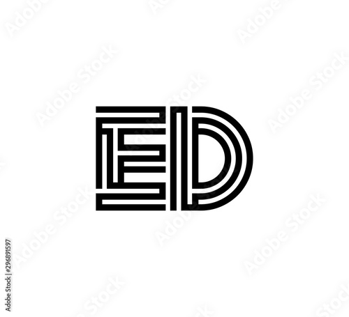 Initial two letter black line shape logo vector ED