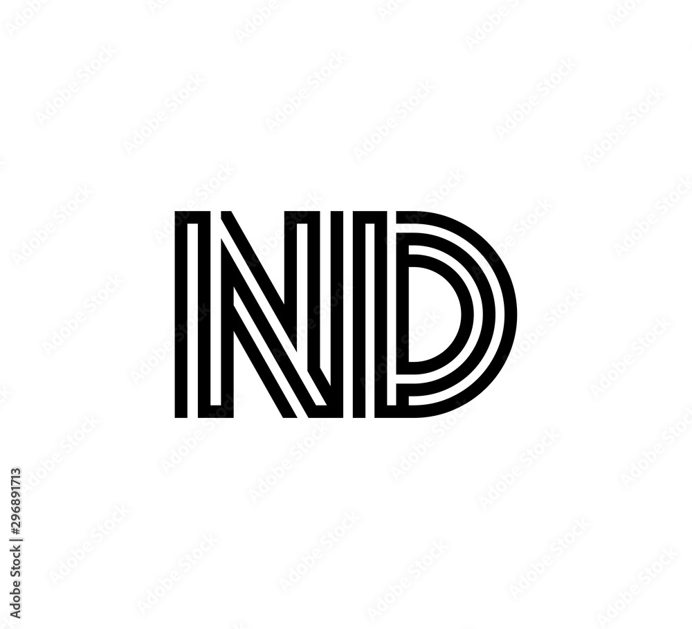 Initial two letter black line shape logo vector ND Initial two letter black line shape logo vector ND