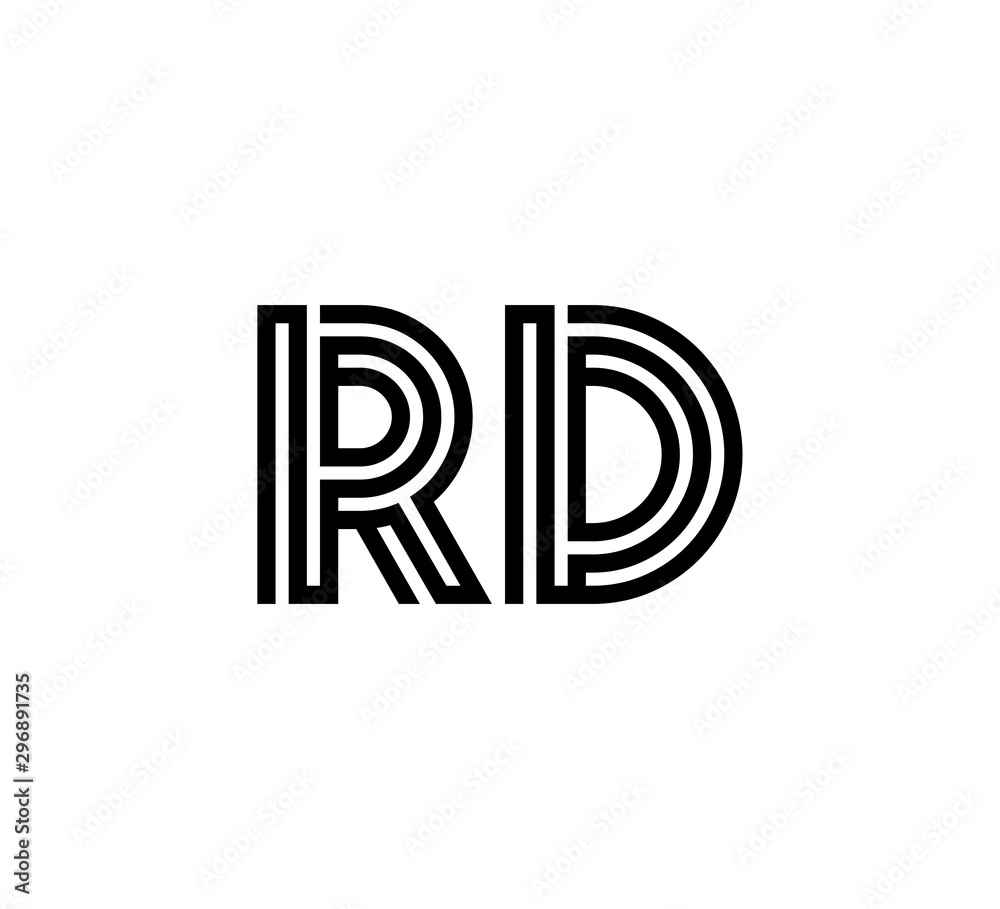 Initial two letter black line shape logo vector RD Initial two letter black line shape logo vector RD