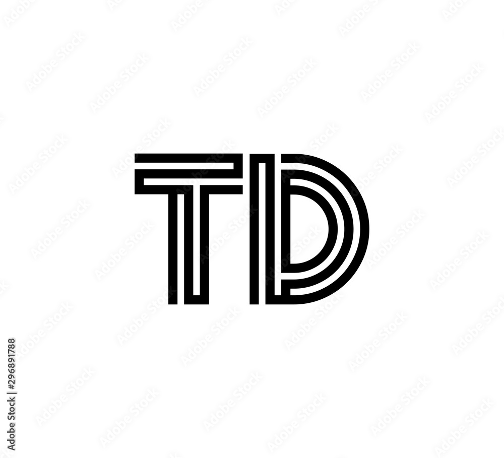 Initial two letter black line shape logo vector TD Initial two letter black line shape logo vector TD