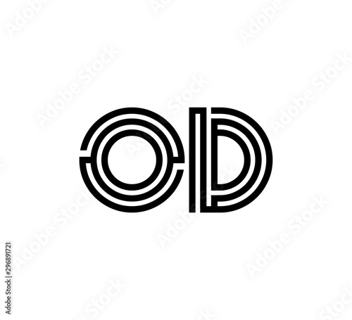Initial two letter black line shape logo vector OD