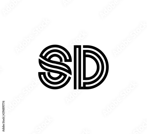 Initial two letter black line shape logo vector SD