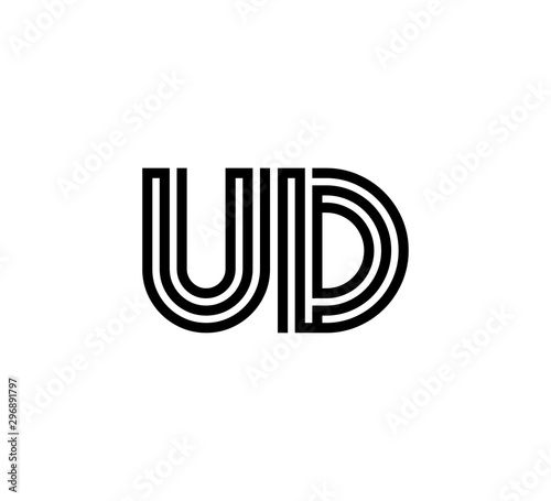 Initial two letter black line shape logo vector UD