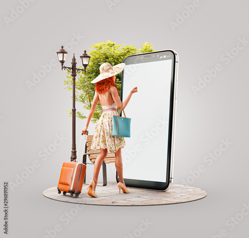 Obraz na plátně Unusual 3d illustration smart phone application