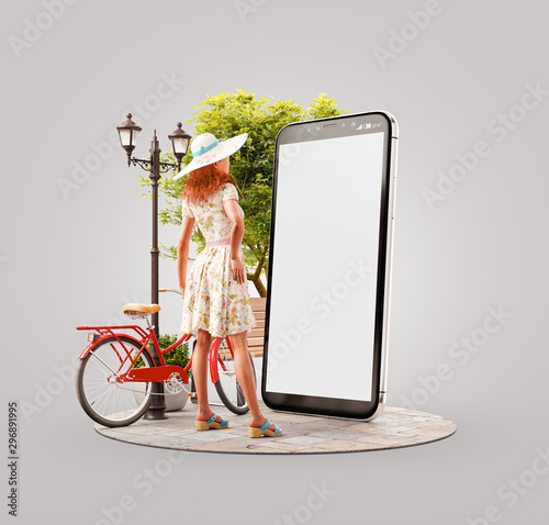 Unusual 3d illustration smart phone application