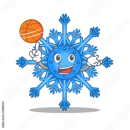 With basketball snowflake cartoon with the character shape