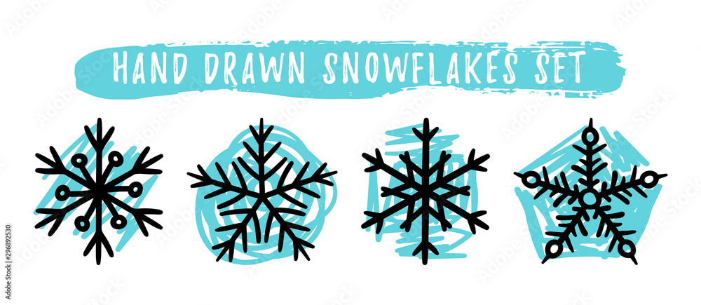 Hand drawn snowflakes set