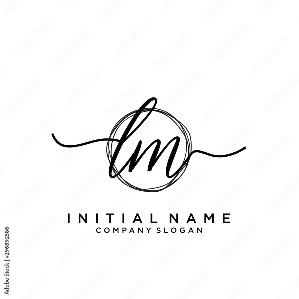 LM Initial handwriting logo with circle template vector. LM Initial handwriting logo with circle template vector.