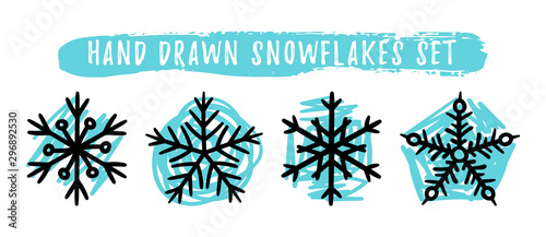 Hand drawn snowflakes set