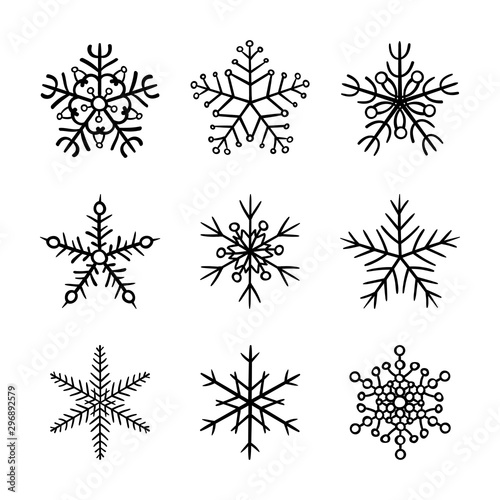 Set snowflake hand drawn icons