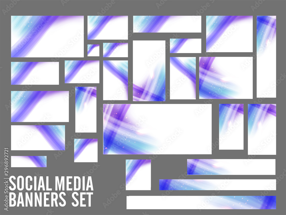 Fototapeta premium Social Media Banners with purple waves.