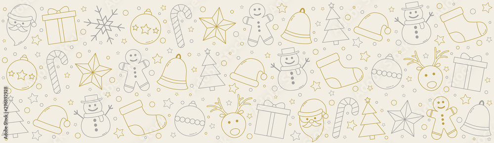 Christmas banner with festive ornaments. Vector Christmas banner with festive ornaments. Vector